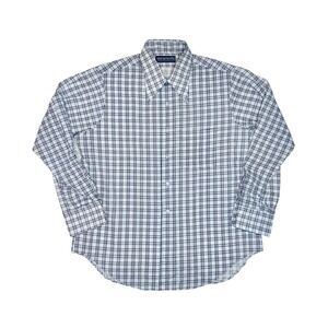 Vintage 1970s Wimbledon‎ Retro Dagger Collar Plaid Long Sleeve Button Down Large